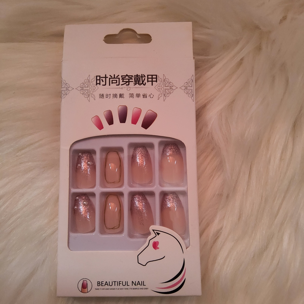 10 /$10 Beautiful Nail Press-On Nails with Glitter